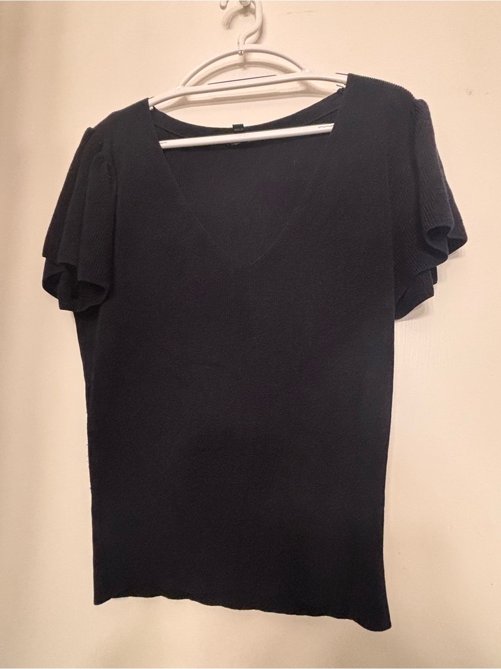 Express Black V-Neck Flutter Sleeve Top